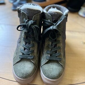 Nordstrom Green Lace Up Boots Suede